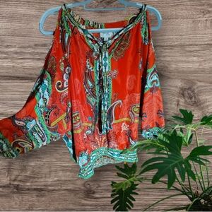 Vibrant Paisley Off-Shoulder Top
